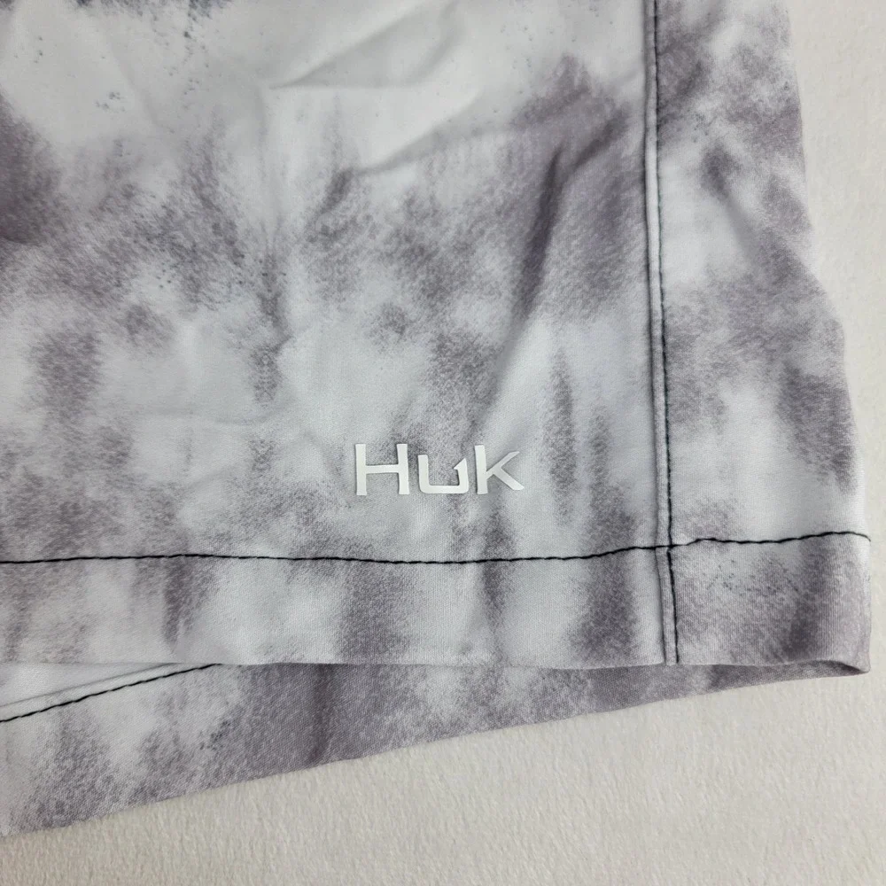 Huk Performance Fishing XXL Swim Trunks Tie Dye Gray White Men's Shorts Pool